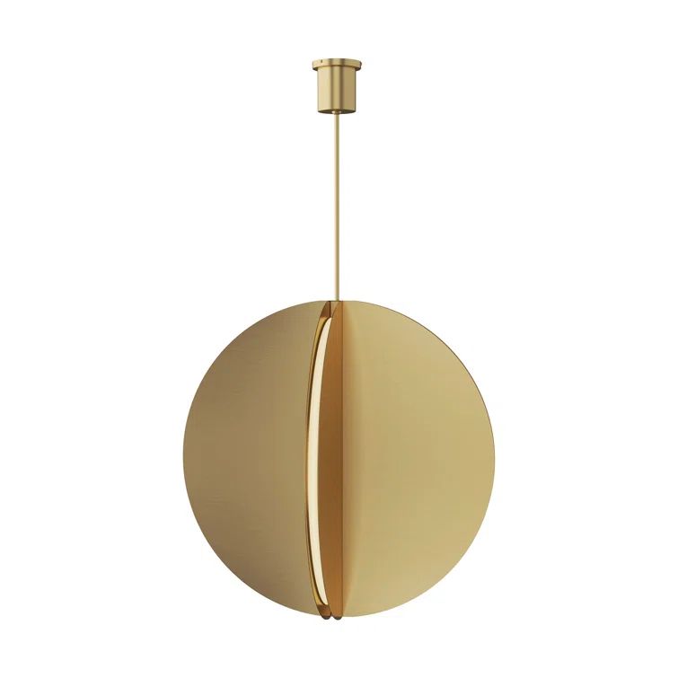 Bauhaus Inspired 36" Geometric LED Pendant in Natural Brass