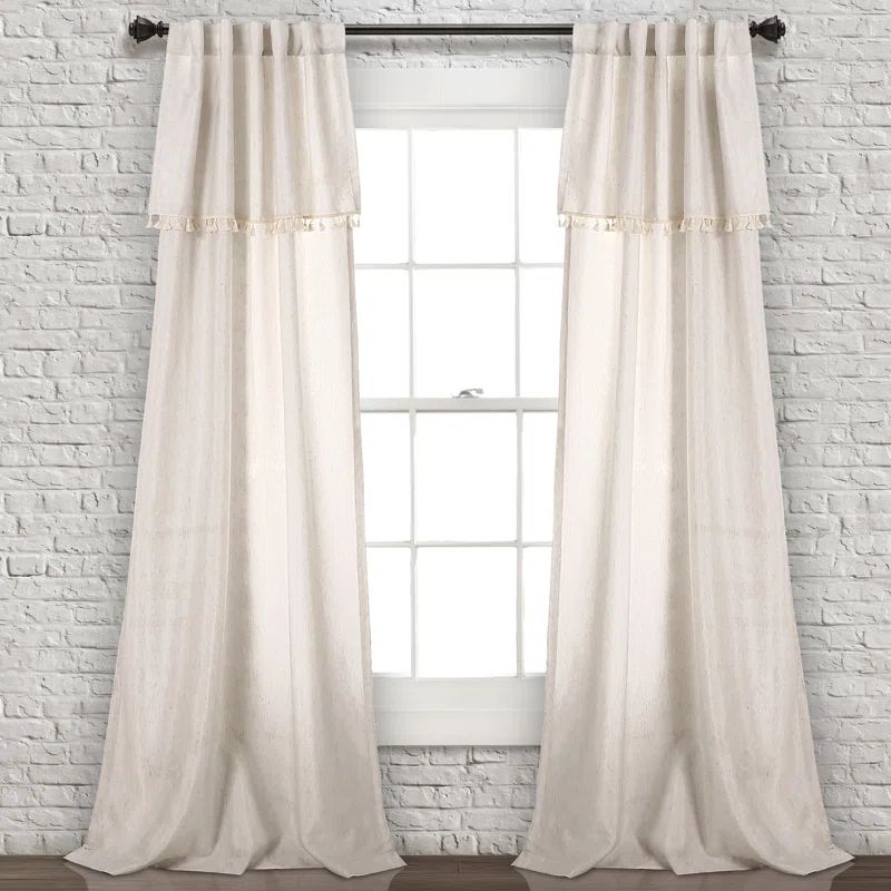 Neutral Linen Polyester Light-Filtering Rod Pocket Curtain Panels, 40" x 95"