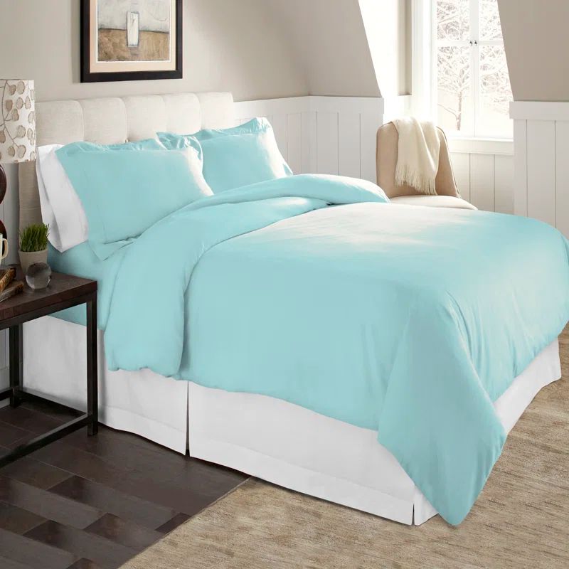 Aqua Twin Cotton Flannel Duvet Cover Set