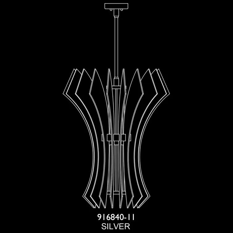 Newton Silver Leaf 36" Geometric Crystal LED Pendant