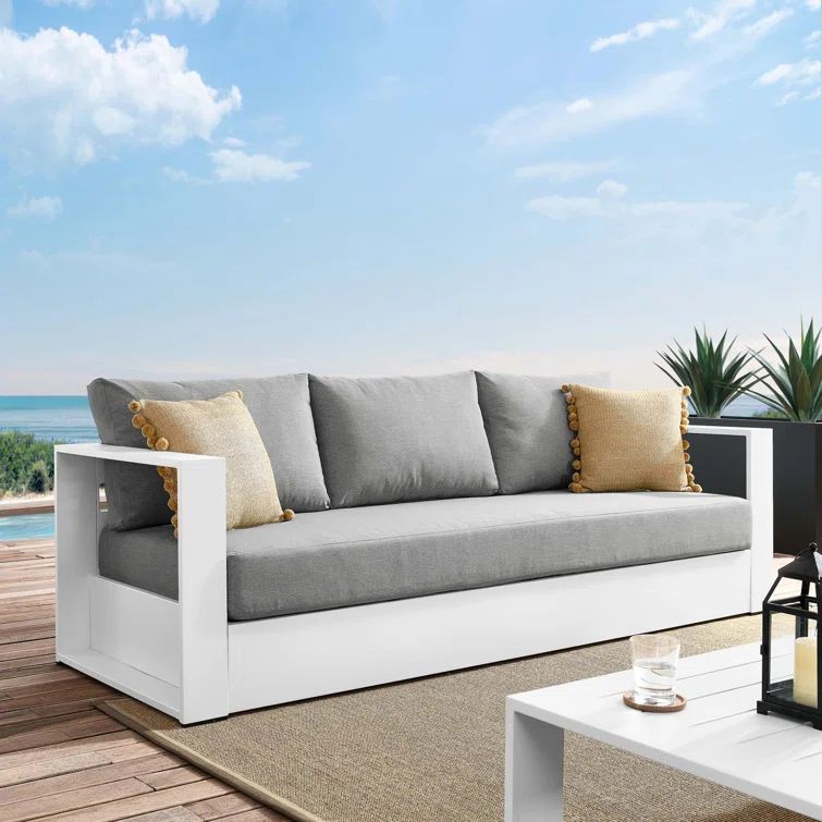 Tahoe 89" White Charcoal Aluminum Outdoor Sofa
