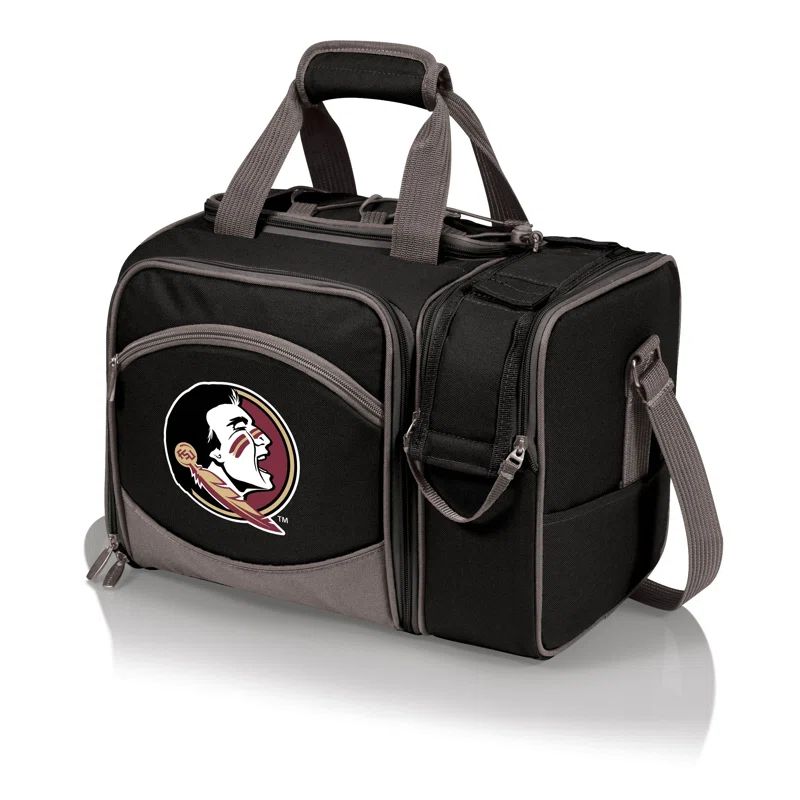 Black Polyester Insulated Picnic Cooler Bag with Florida State Seminoles Logo