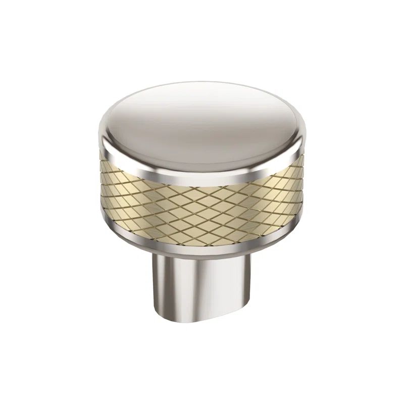 Polished Nickel and Golden Champagne Round Cabinet Knob