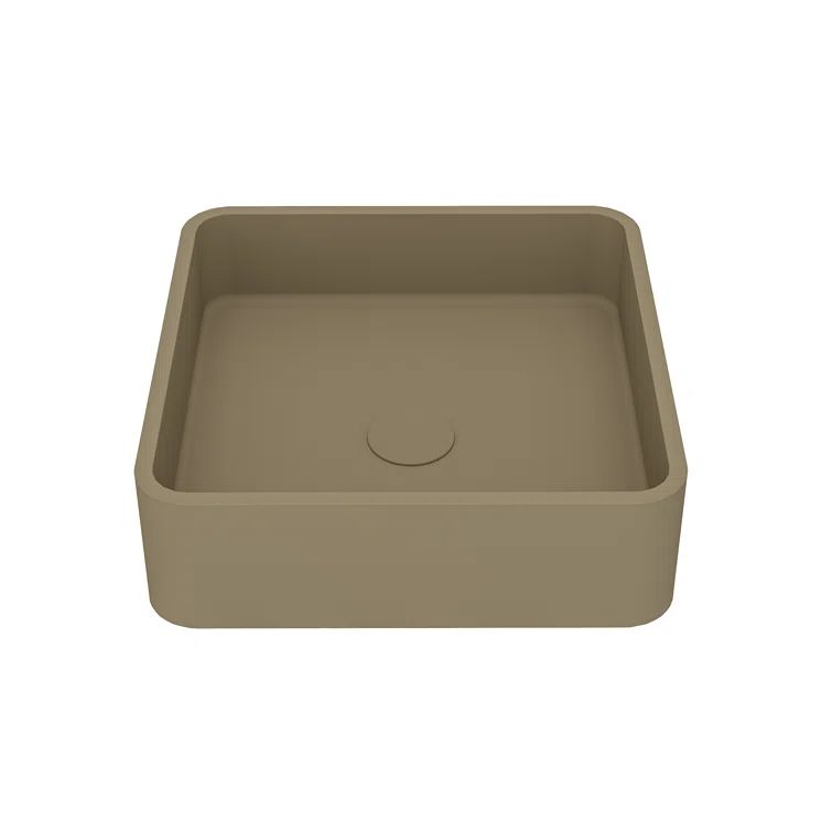 Taupe Clay 15.35'' Ceramic Square Above-Counter Bathroom Sink