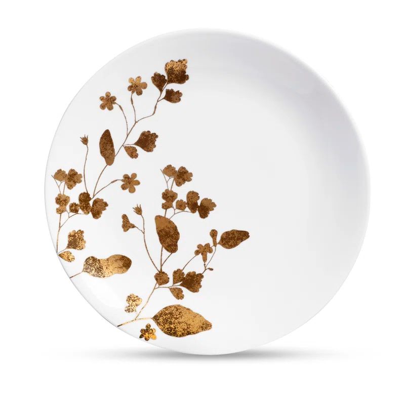Vera Wang Jardin 8" White Porcelain Salad Plate with Gold Accents