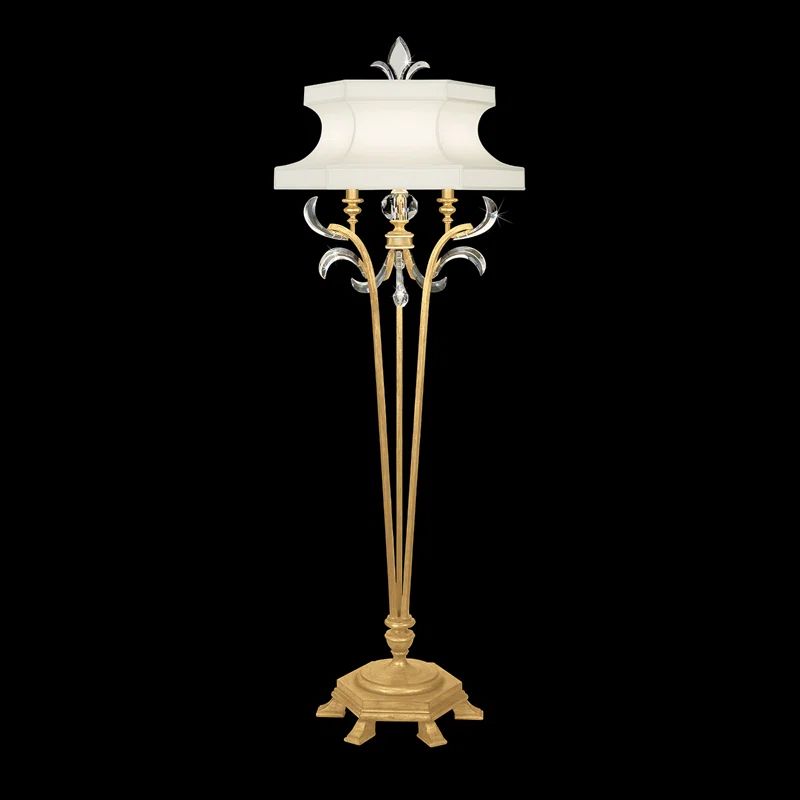 Gold Leaf Adjustable Floor Lamp with Crystal Accents