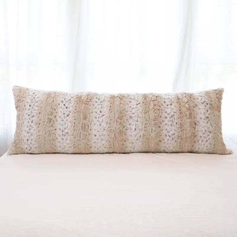 Snow Leopard Embossed Faux Fur Body Pillow Set
