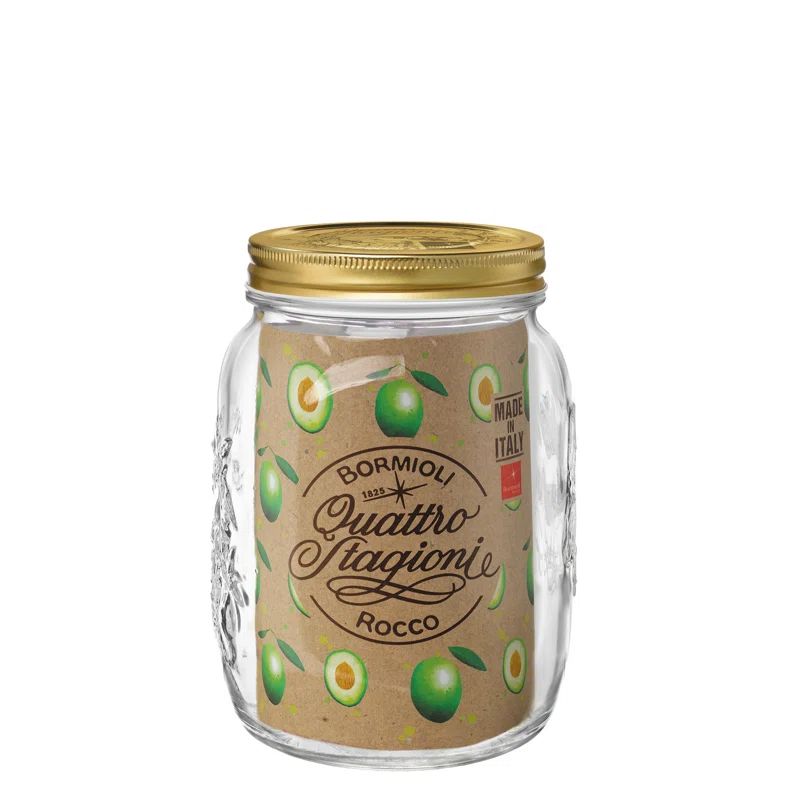 Clear Glass Round Canning Jar with Gold Lid, 67 oz