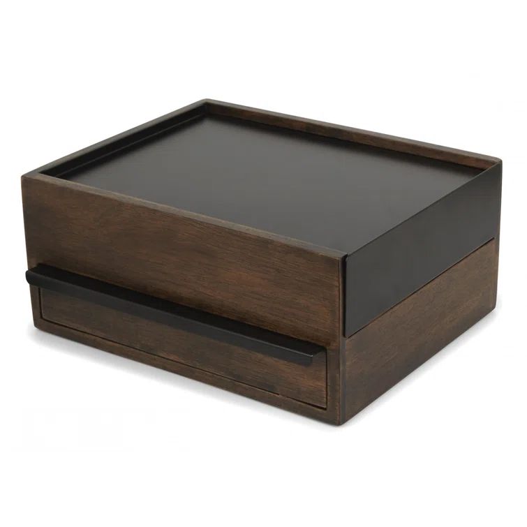 Sung Wook Park Black/Walnut Hardwood Metal Rectangular Jewelry Box