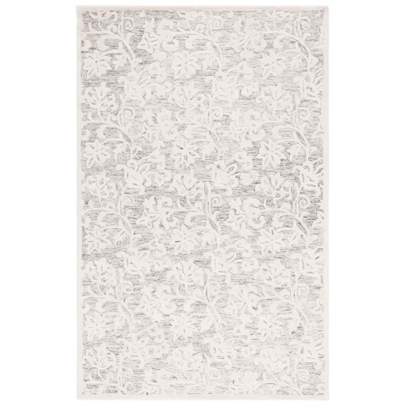 Handmade Gray Wool Rectangular Tufted Rug 4' x 6'