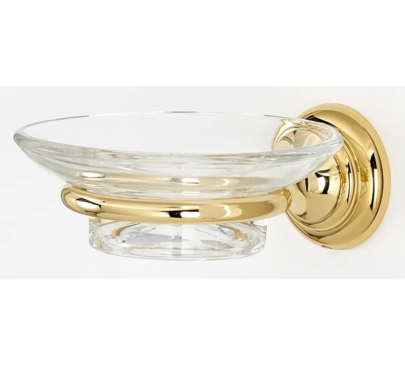 Polished Brass and Glass Wall-Mounted Soap Dish
