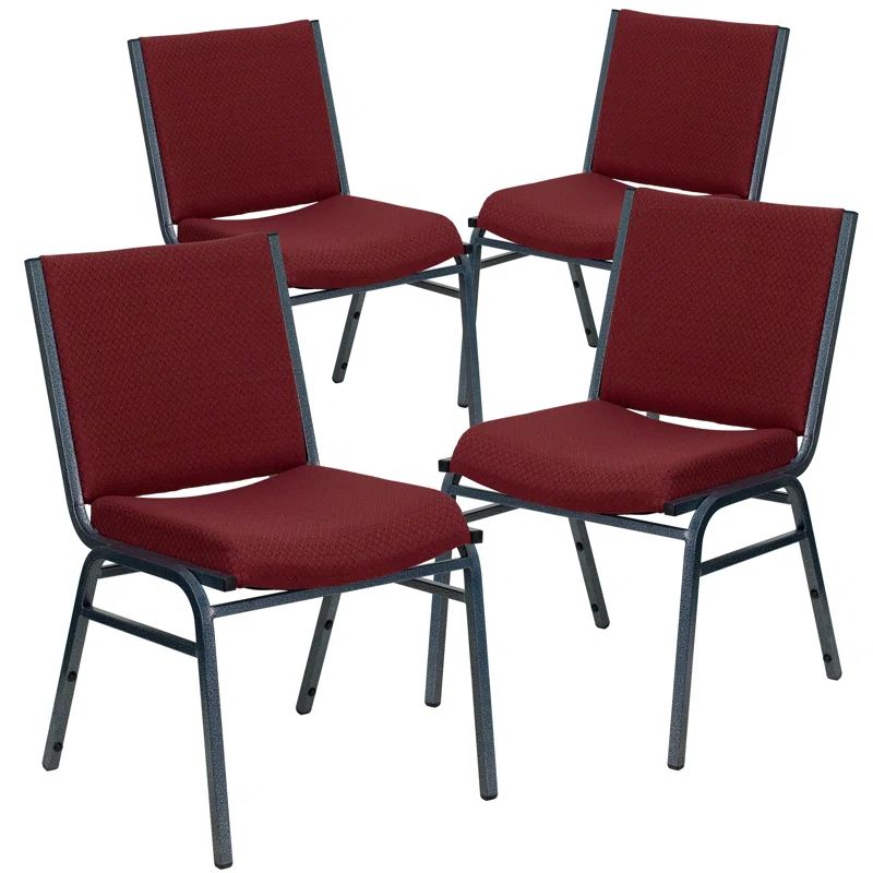 Burgundy Patterned Fabric Heavy Duty Stacking Chairs, Set of 4