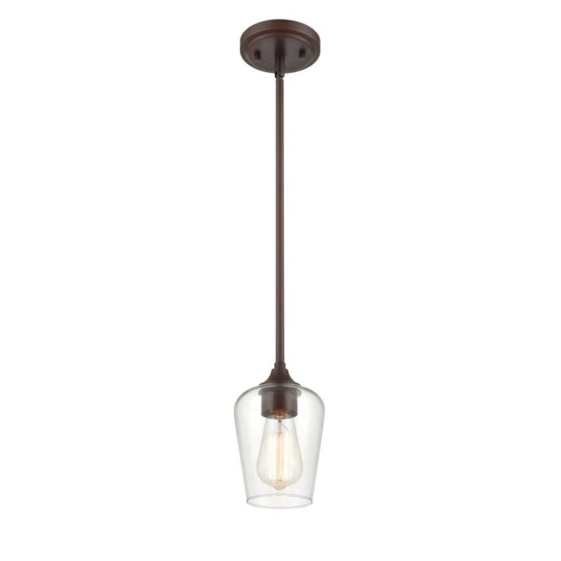 Elegant Mini Pendant Light in Rubbed Bronze with Glass Accent