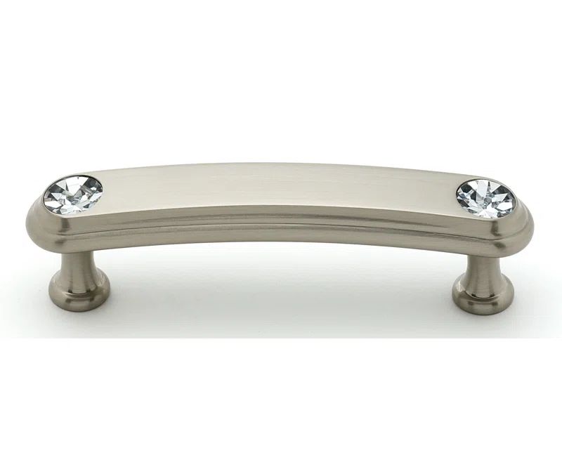 Satin Nickel Crystal Embellished Bar Pull with Mounting Hardware