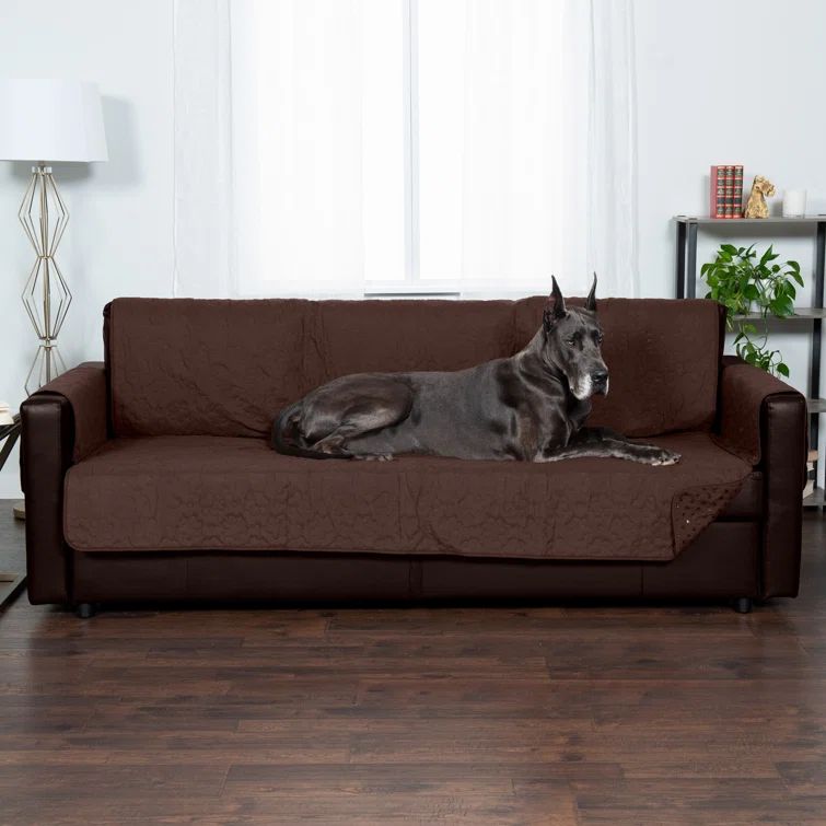 Extra Large Dark Brown Quilted Waterproof Sofa Cover