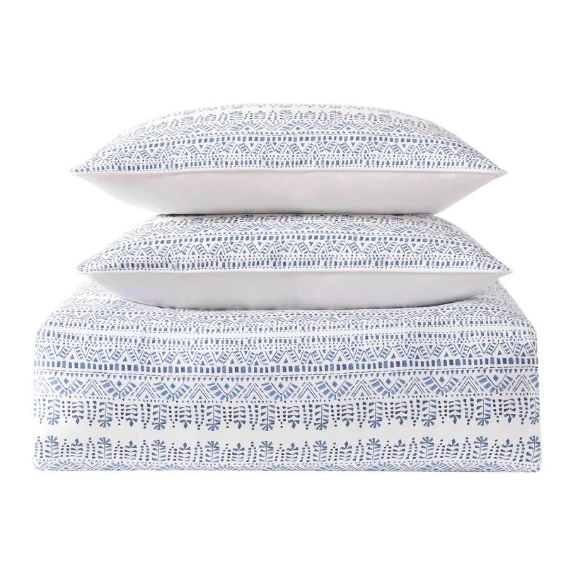 King Blue Cotton Nautical Bedspread Set with Polyfill
