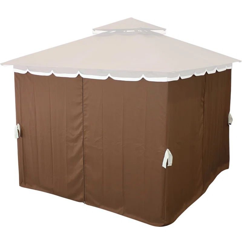 Brown Polyester 4-Piece Gazebo Privacy Sidewall Set
