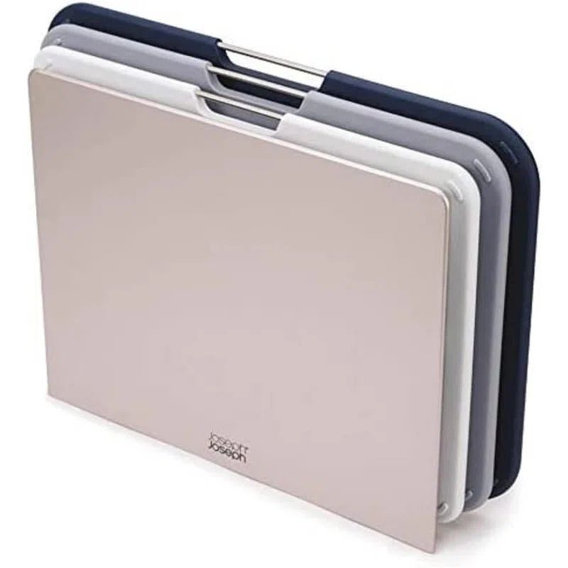 Large Gray Plastic 3-Piece Cutting Board Set with Stand