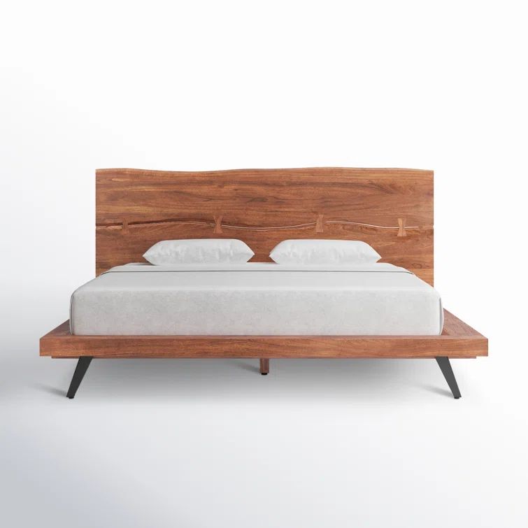 Madagascar Queen Platform Bed with Organic Edge Headboard