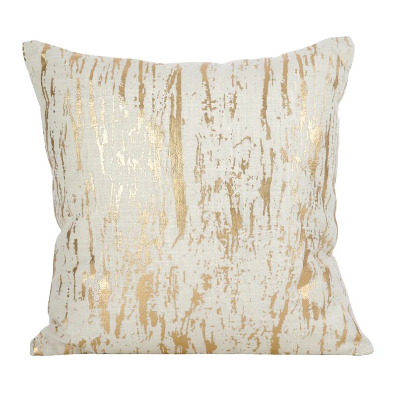 Gold Metallic Foil Design Square Cotton Floor Pillow