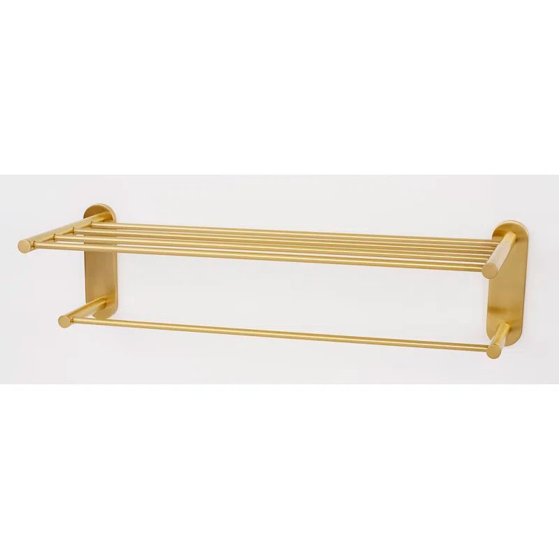Matte Black Metal Bracket Shelf with Towel Bar