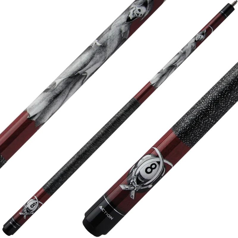 18 Ounce Burgundy and Black Hard Rock Maple Pool Cue