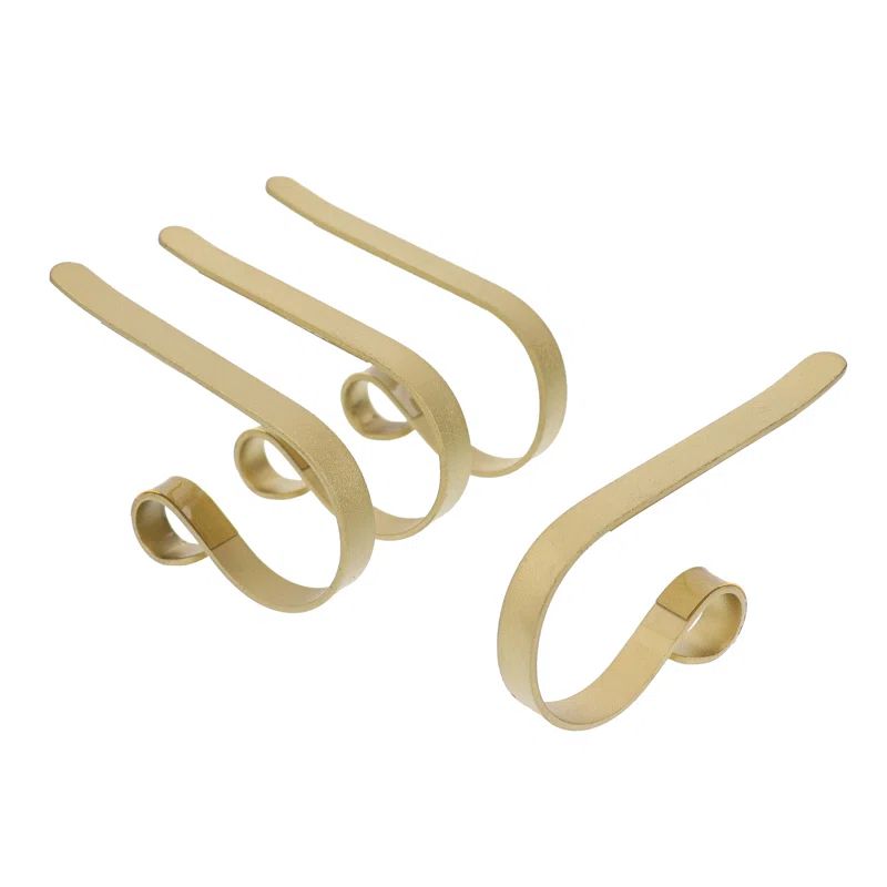 Textured Gold Adjustable MantleClip Stocking Holders, 4-Pack