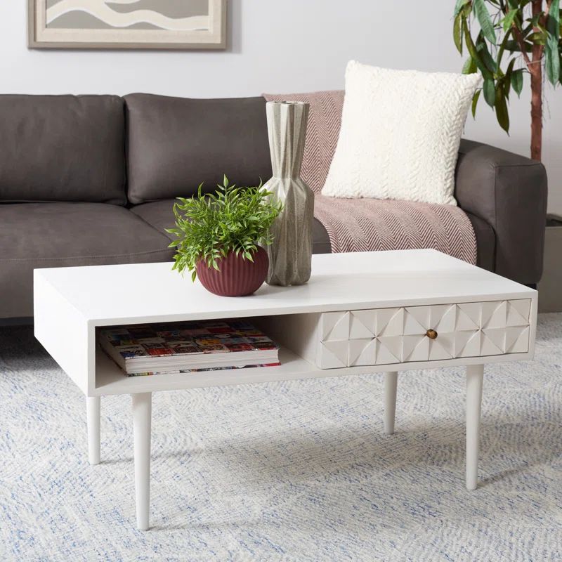 Lexington Mid-Century Walnut Mango Wood Coffee Table with Storage