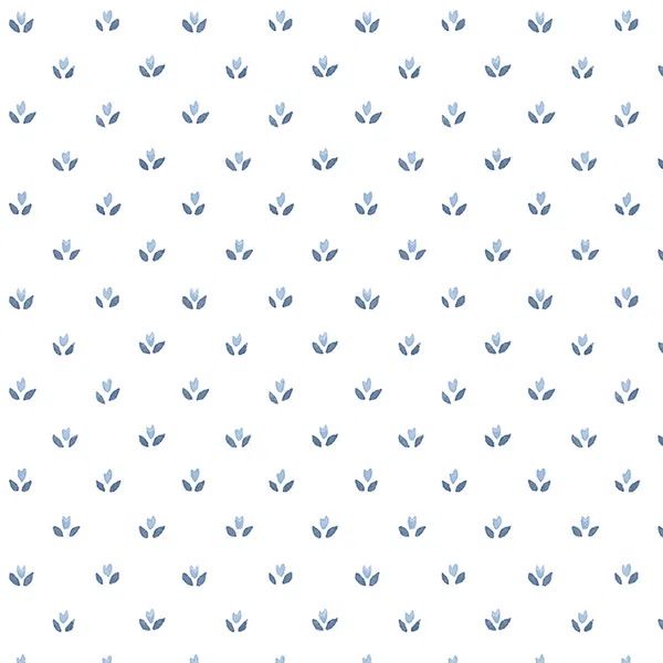 Light Blue and White Mini Tulip Vinyl Wallpaper Roll