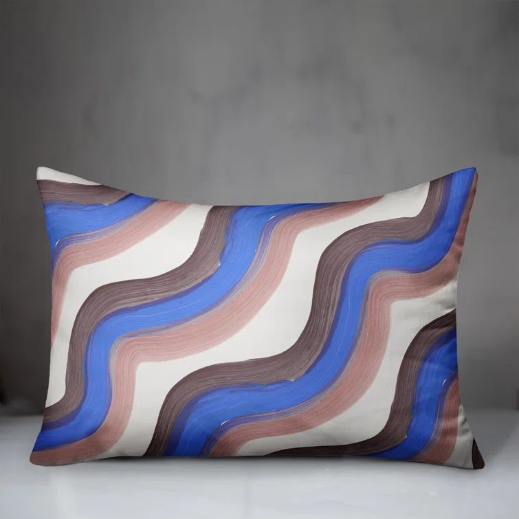 Blue and Pink Waves Rectangular Indoor/Outdoor Pillow