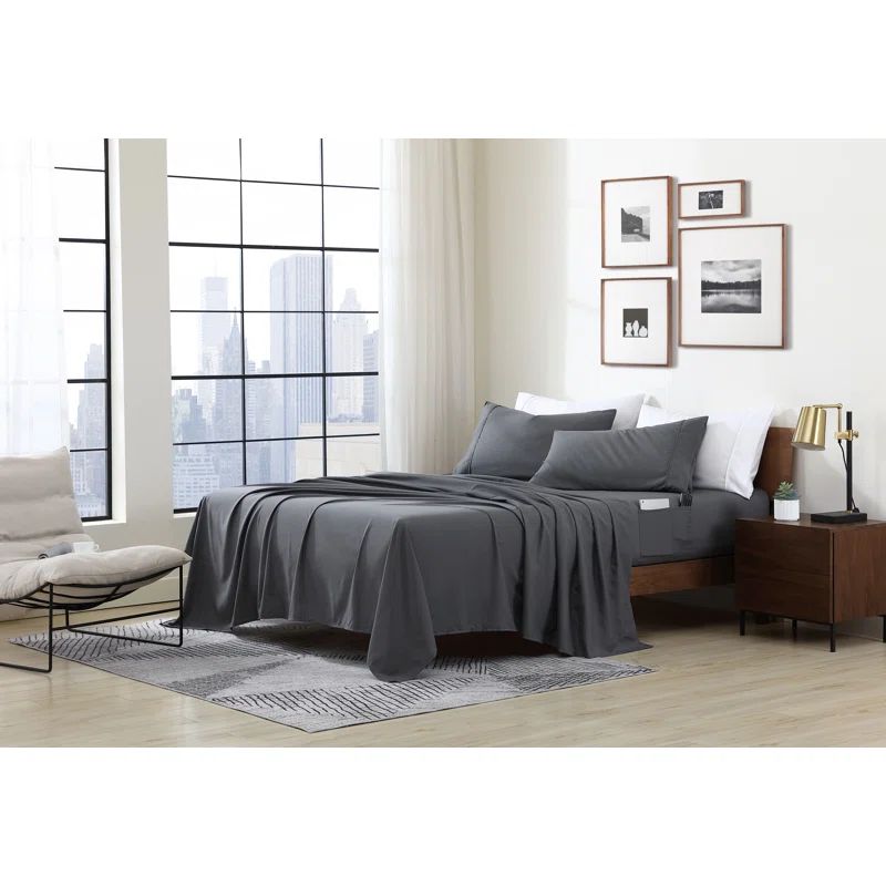 Gray Full Microfiber Smart Storage Pocket Sheet Set