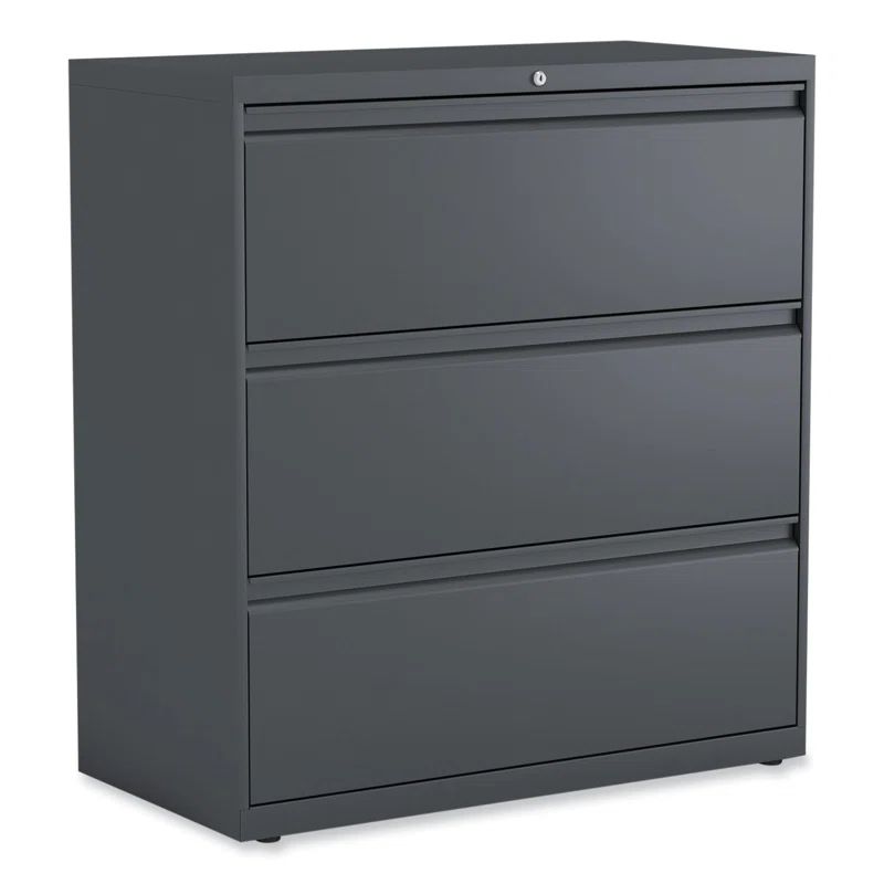 Charcoal Steel 3-Drawer Lockable Lateral File Cabinet