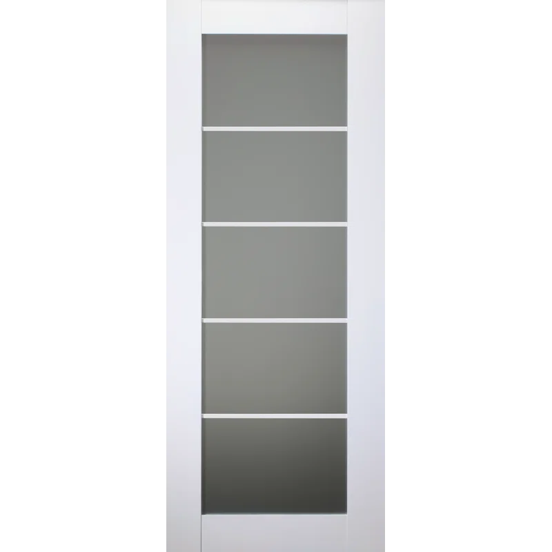 Polar White Solid Pine and Frosted Glass Modern Door Slab