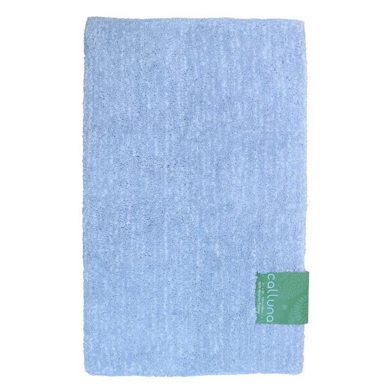 Heathered Blue Cotton Microfiber Bath Rug