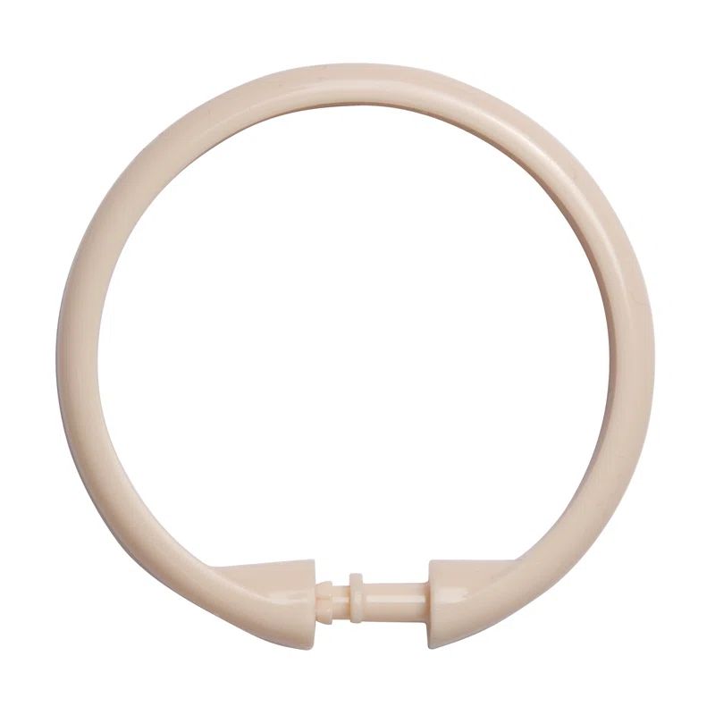 Cream Rust-Proof Smooth Plastic Shower Curtain Rings, Set of 12