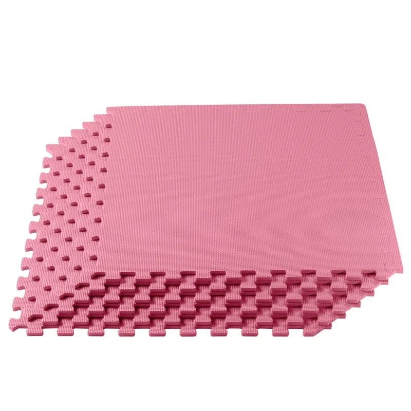Pink 24" x 24" EVA Foam Interlocking Exercise Floor Mat Tiles