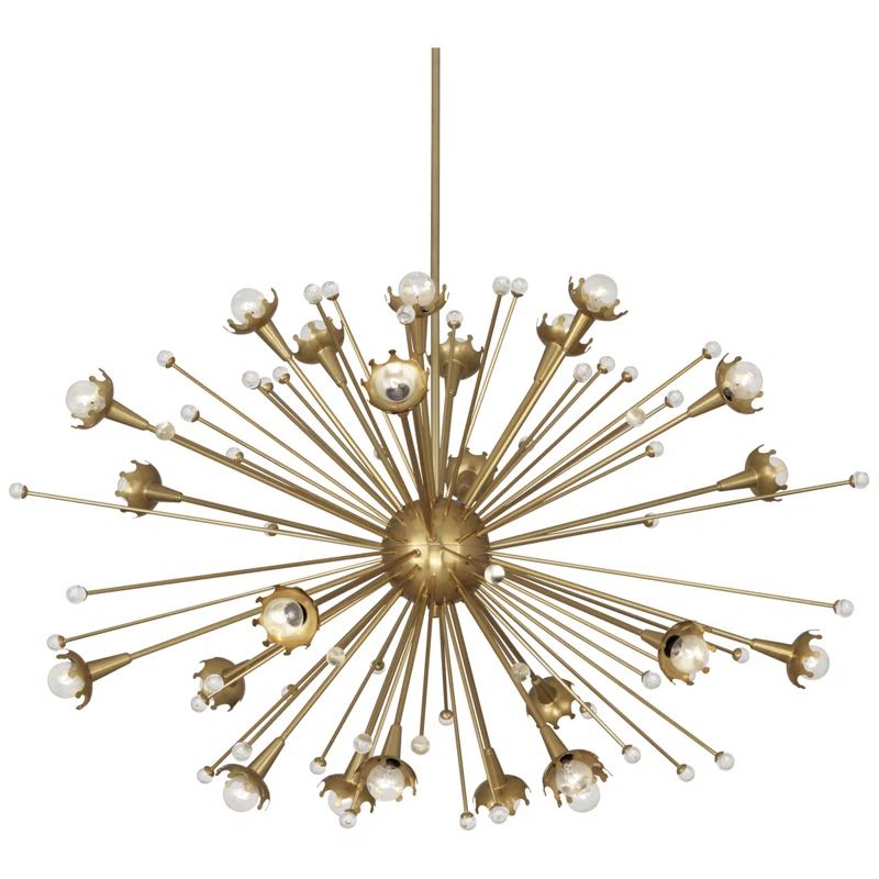 Polished Nickel Sputnik 24-Light Sphere Chandelier, 48" Width