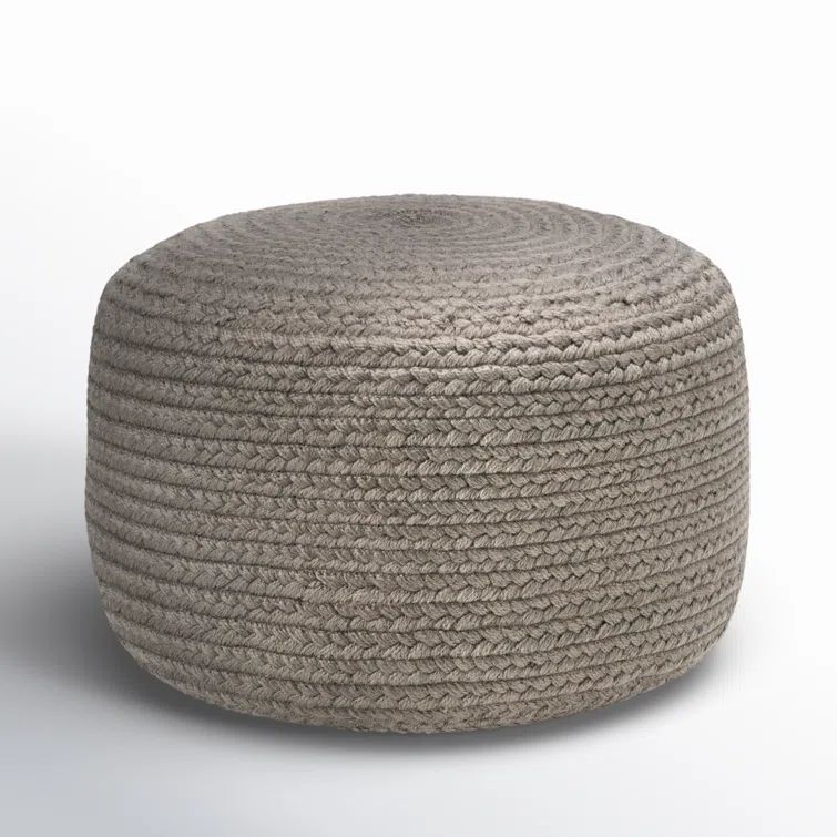 Dalenna Light Gray Round Polyester Outdoor Ottoman Cushion