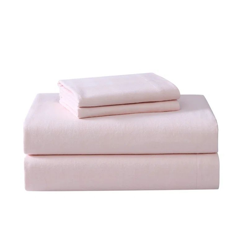 Queen Bright Blush Cotton Flannel Deep Pocket Sheet Set