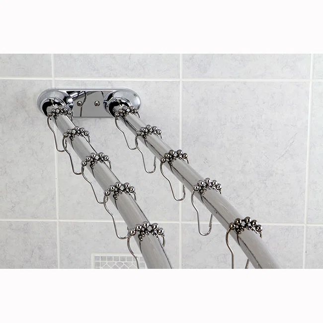 Adjustable Polished Chrome Double Curved Shower Curtain Rod