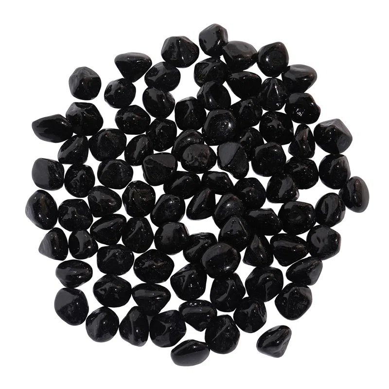 Black Tempered Glass Fire Pit Stones, 10 lbs