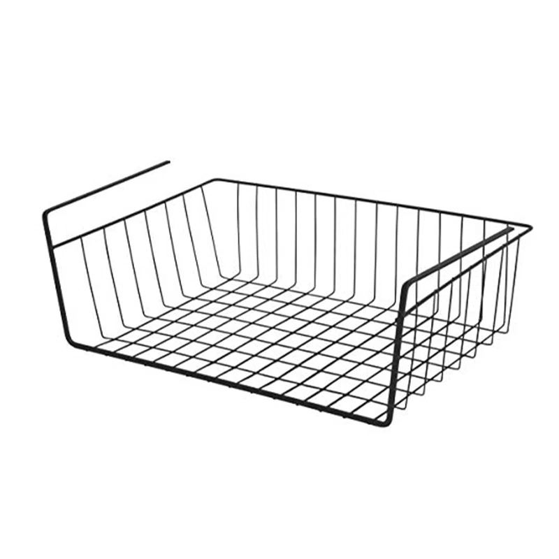 Black Steel Wire Undershelf Storage Basket, Small Size