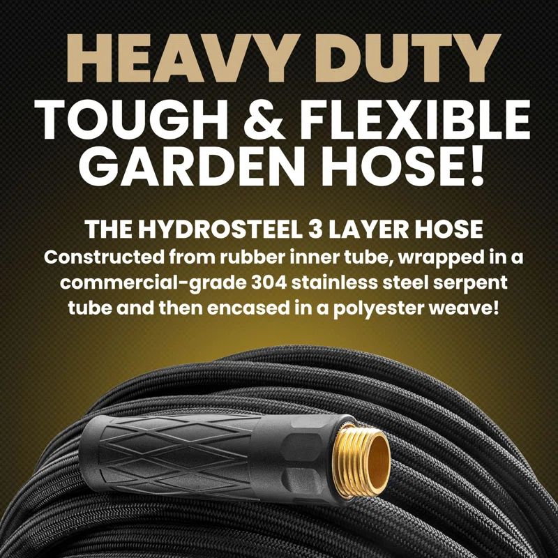 HydroSteel 75' Heavy Duty Flexible Stainless Steel Garden Hose