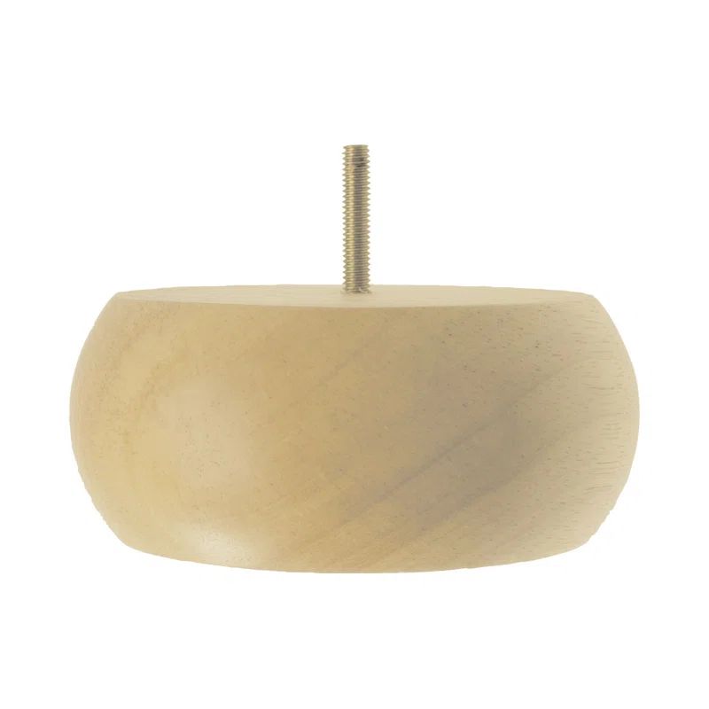 Unfinished Solid Hardwood Round Bun Foot Set with Drill Bit