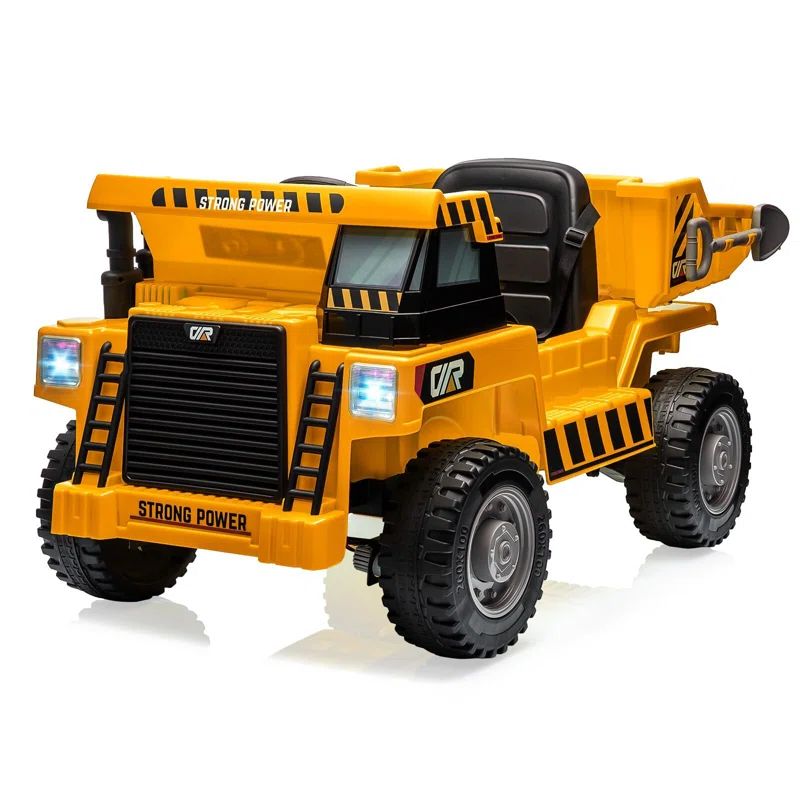 Yellow 12V Ride-On Dump Truck with Remote Control