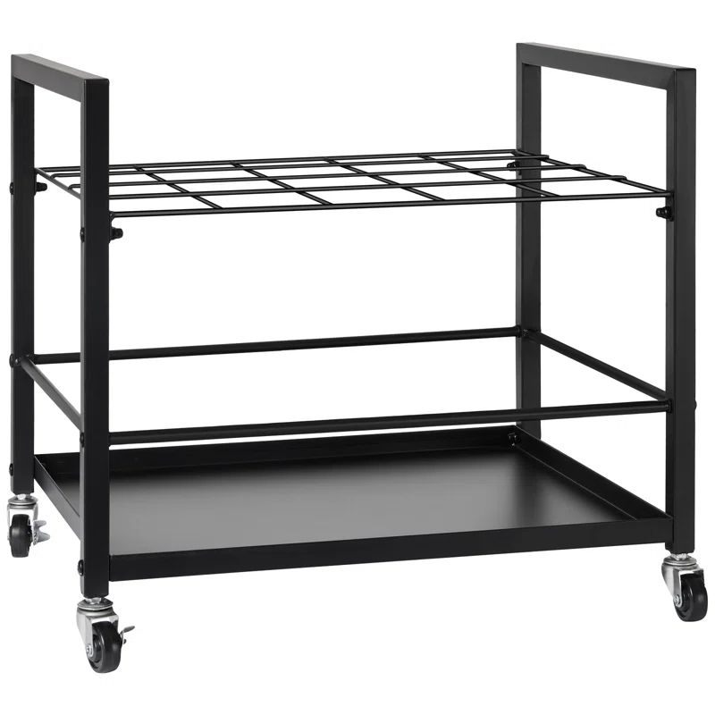 Black Metal 20-Slot Mobile Blueprint Storage Rack