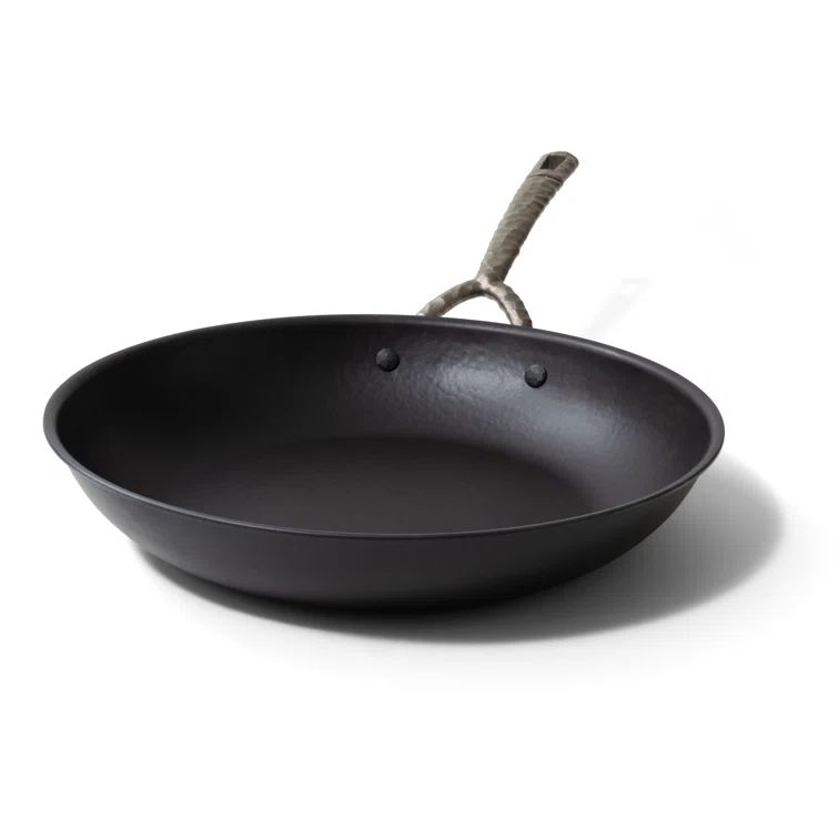 Alva 9.5" Black Carbon Steel Nonstick Frying Pan with Hammered Handle