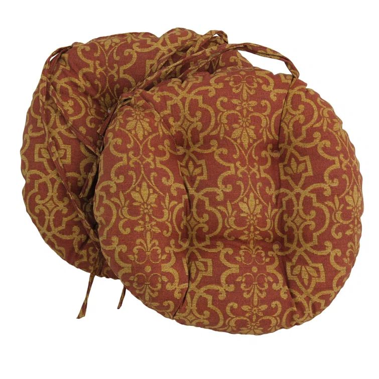 Vanya Paprika Round Tufted Outdoor Chair Cushions Set of 2