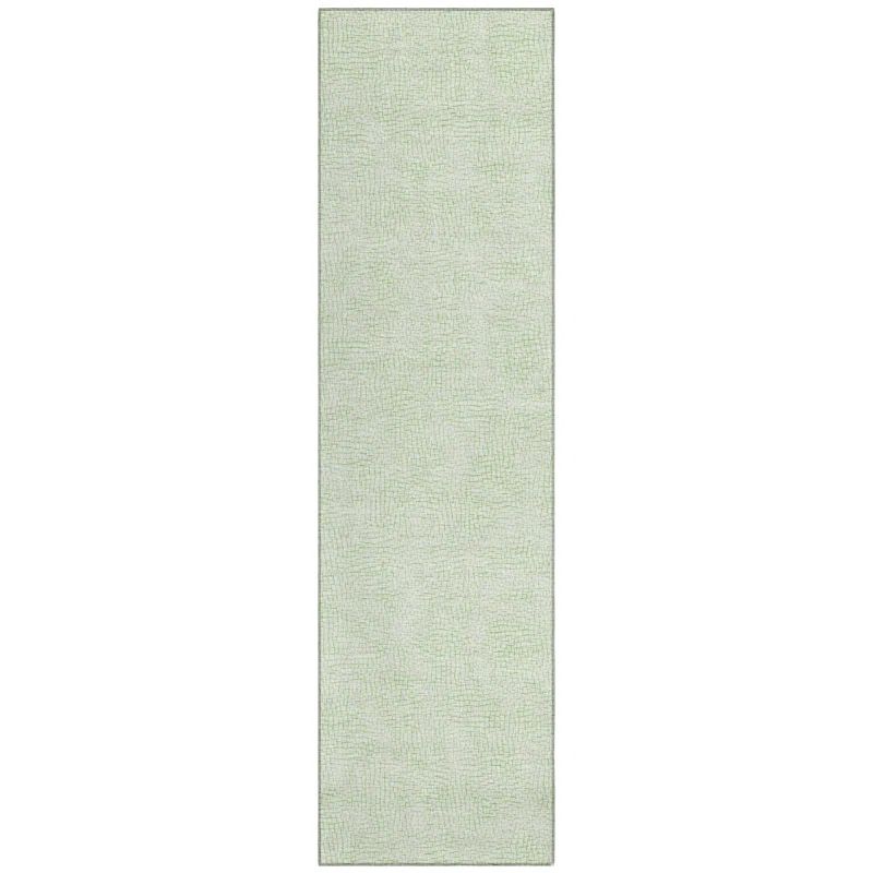 Mint Geometric Pattern Washable Synthetic Runner Rug