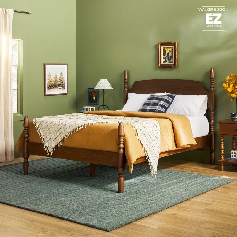 Vivienne Dark Brown Queen Solid Wood Spindle Bed Frame